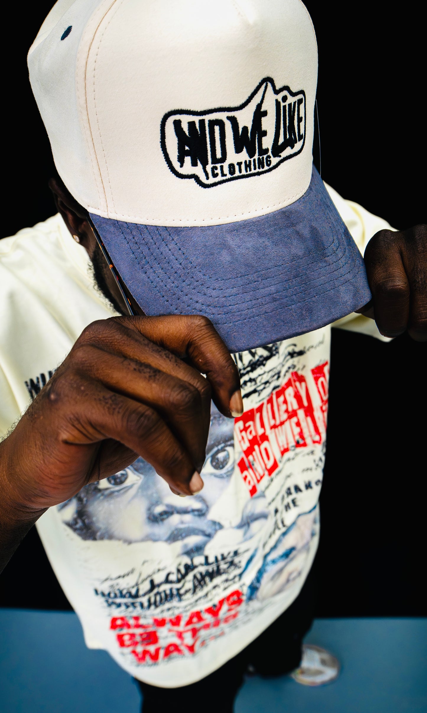 AWL SUEDE SNAPBACK HAT OFF WHITE/ GREY & BLK