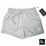 Front facing mint And We Like Clothing mid-thigh booty shorts.  These shorts come with a handy drawstring for the perfect fit. 