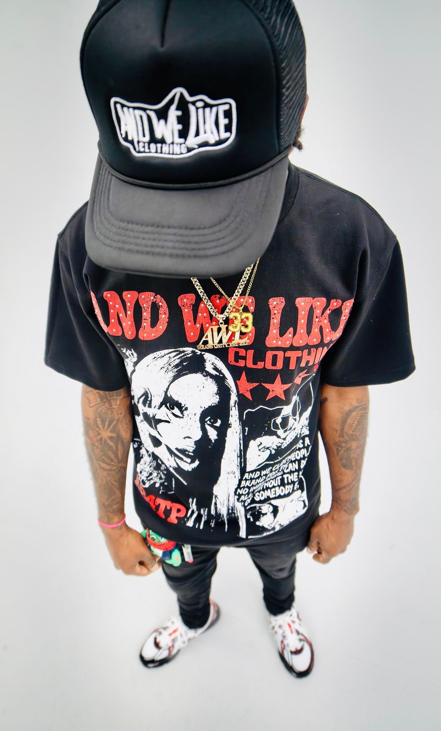 AWL x FOR THE PEOPLE T-SHIRTS BLK/ RED VINTAGE