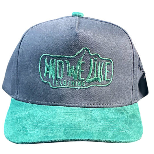 AWL SUEDE SNAPBACK HAT BLK/FOREST GREEN