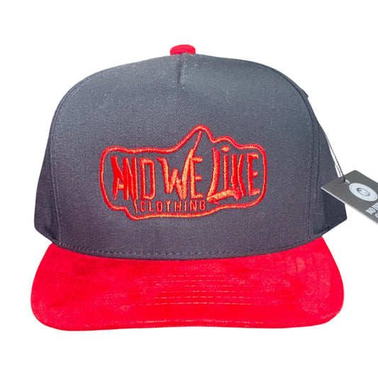 AWL SUEDE SNAPBACK HAT RED/BLK
